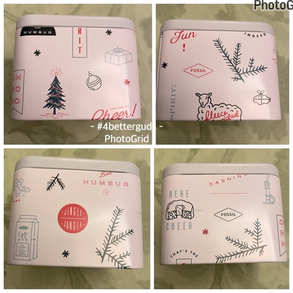 New Fossil Rhinestone Details Stainless Steel Watch Christmas Holiday Cheer Tin - Picture 3 of 16